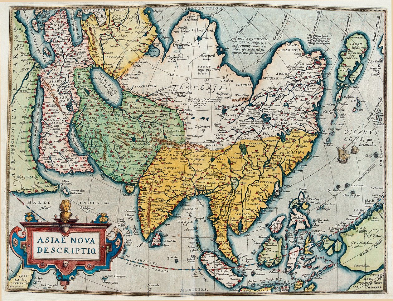 Descrizione del continente asiatico, mappa geografica da 