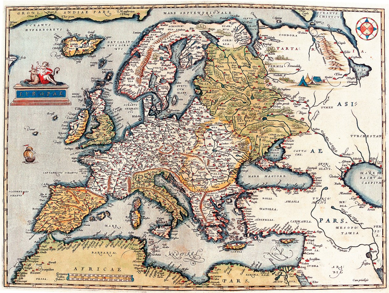 Descrizione del continente europeo. Mappa geografica da 