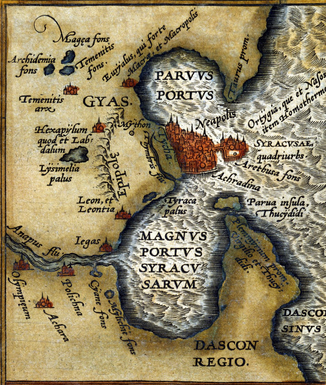 Ex porto di Siracusa (Sicilia) - in "Atlas" di Abrahm Ortelius da Abraham Ortelius
