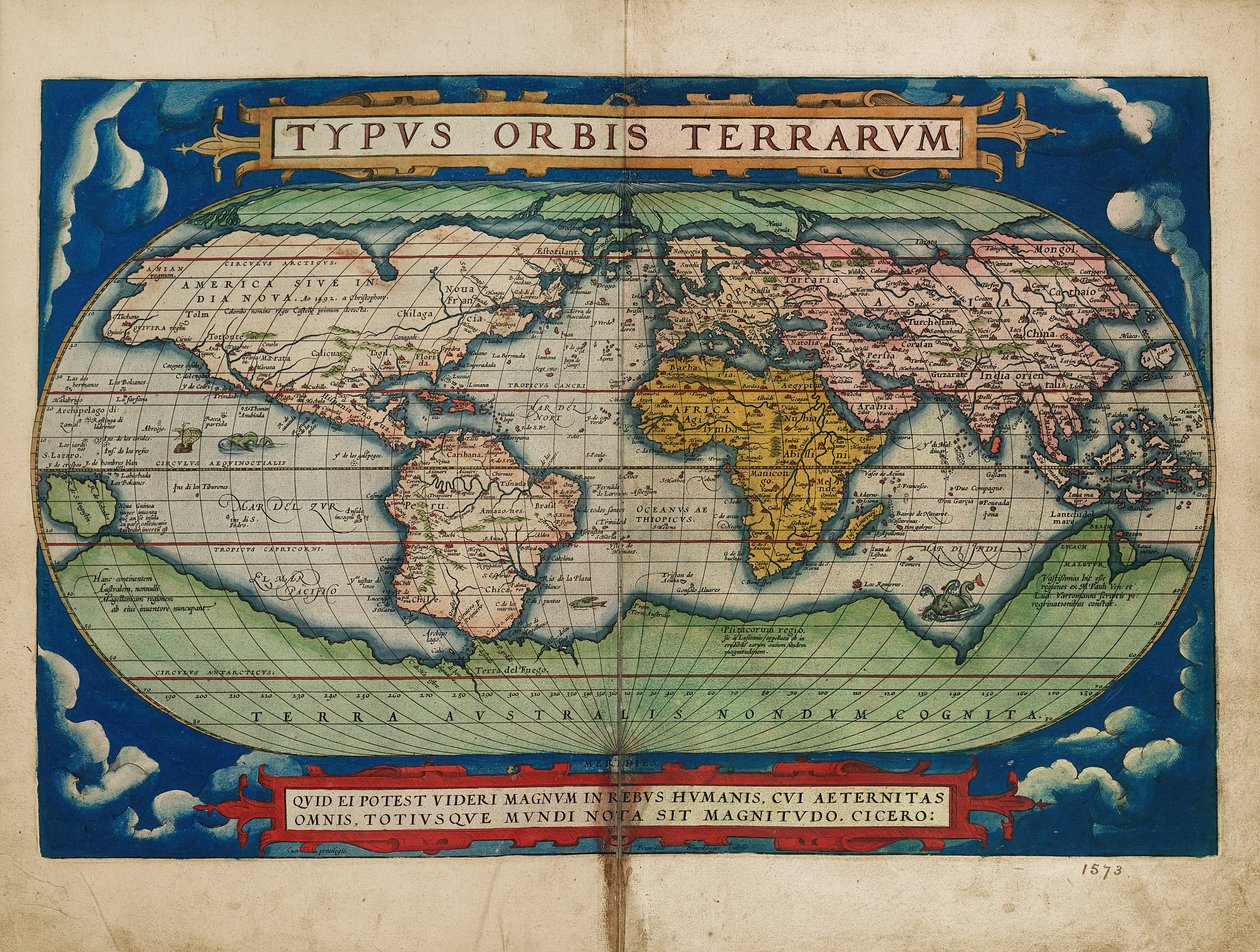 Immagine del globo terrestre da Abraham Ortelius