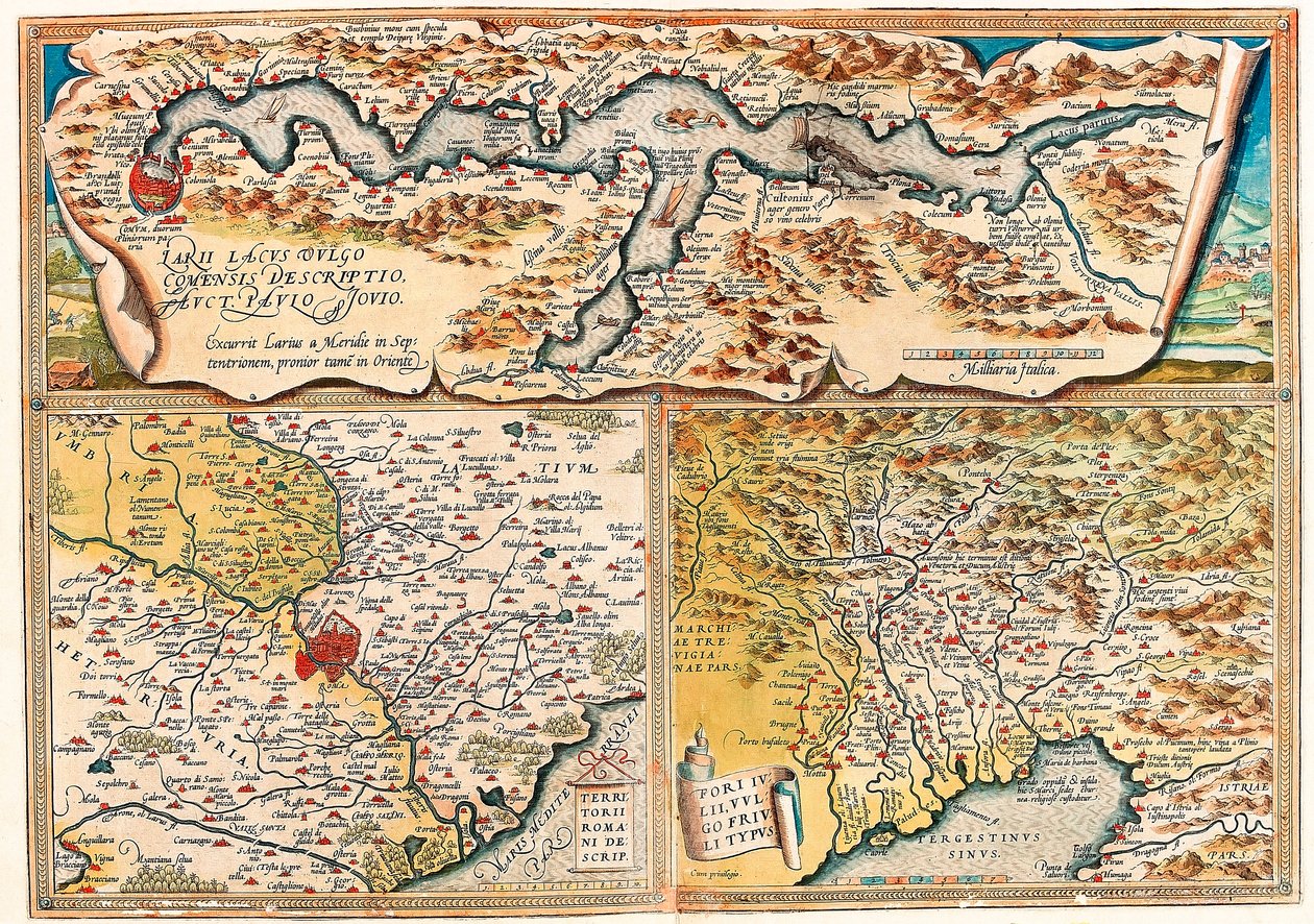 Larii Lacus Vulgo Tertorii Romani Fori Iulii. Mappa geografica dell