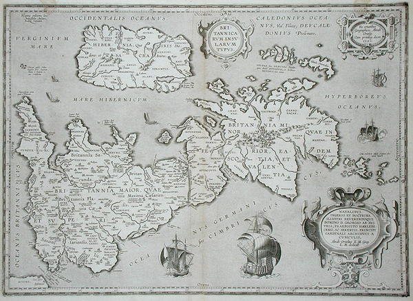 Mappa della Gran Bretagna e Irlanda da Abraham Ortelius