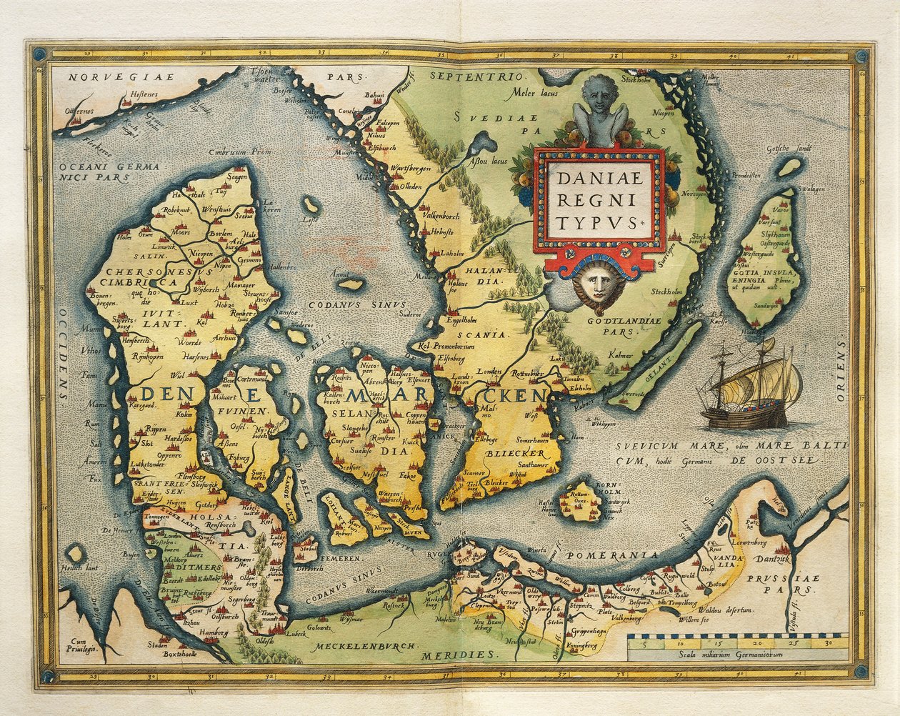 Mappa della Danimarca, da Theatrum Orbis Terrarum di Abraham Ortelius da Abraham Ortelius