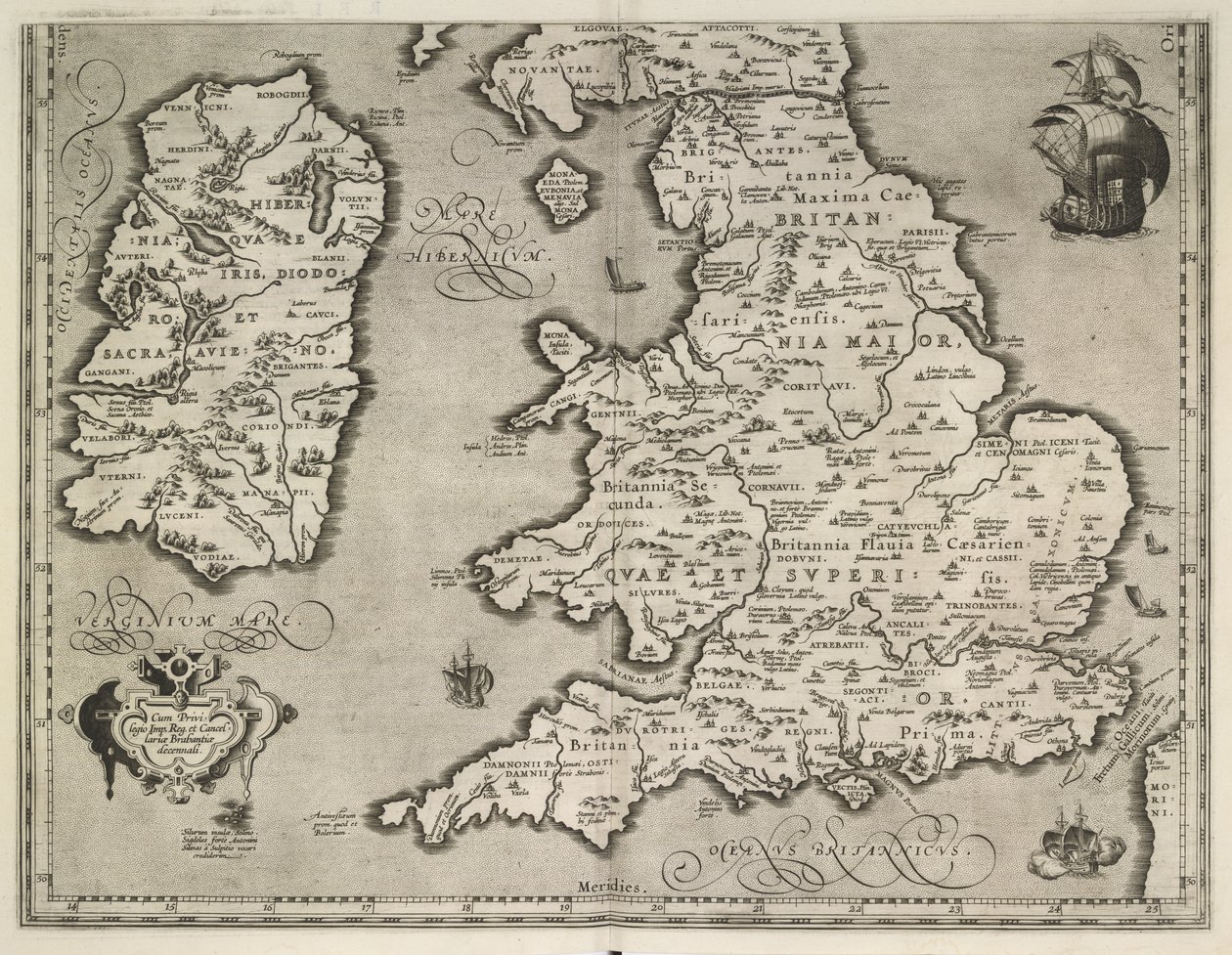 Mappa di Inghilterra, Galles e Irlanda, Theatrvm Orbis Terrarvm di Abraham Ortelius da Abraham Ortelius