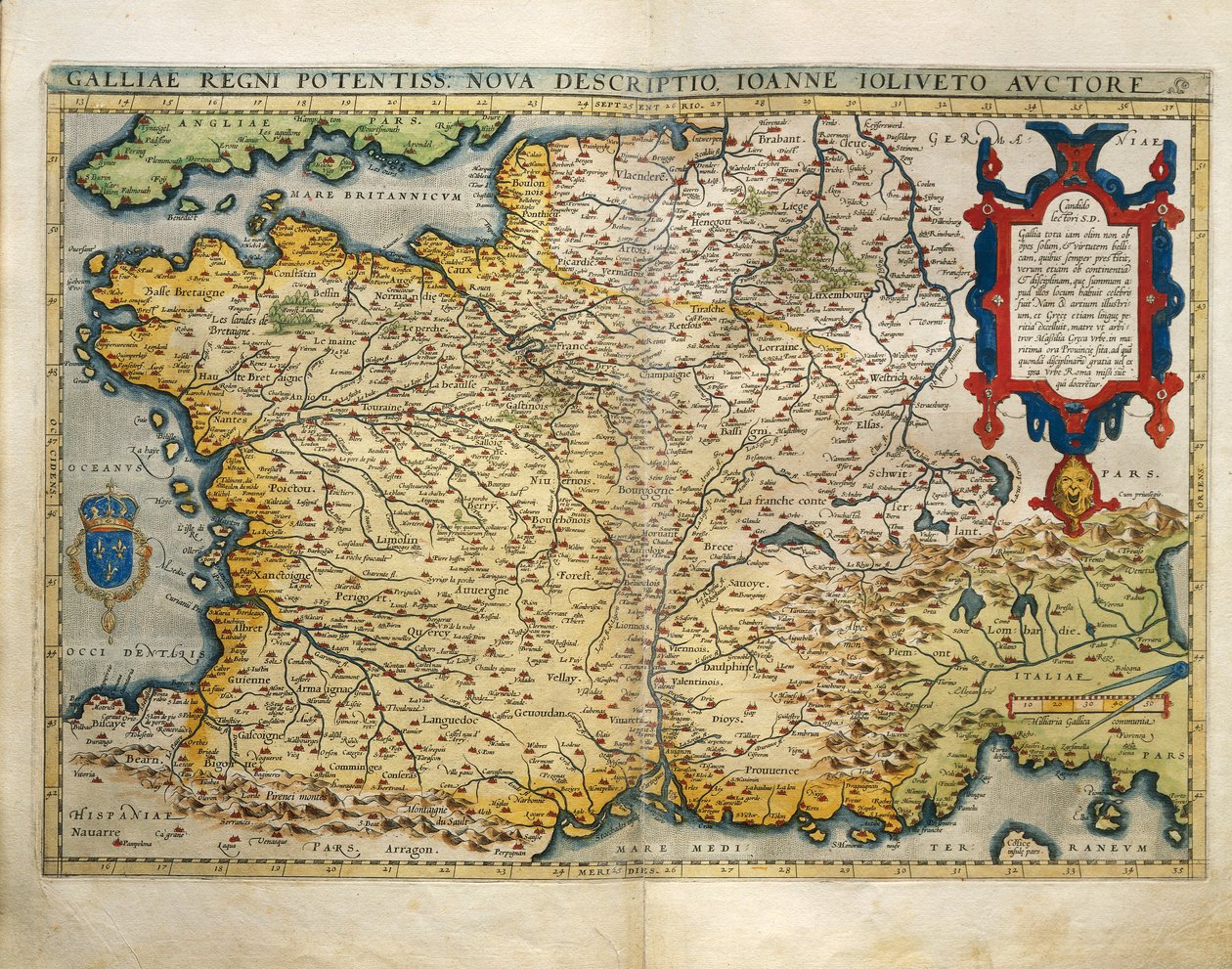 Mappa della Francia, da Theatrum Orbis Terrarum da Abraham Ortelius