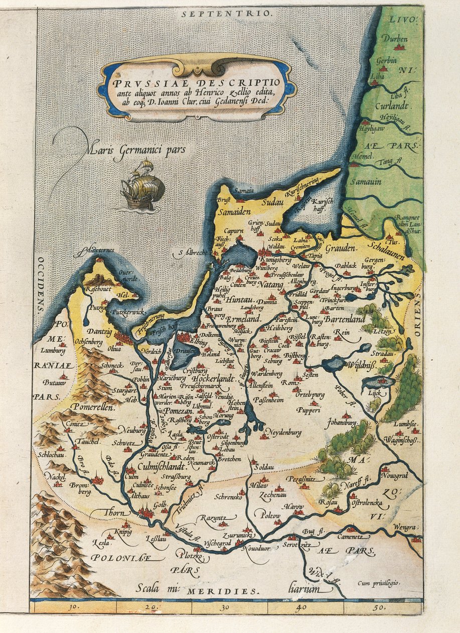Mappa della Prussia, da Theatrum Orbis Terrarum di Abraham Ortelius da Abraham Ortelius