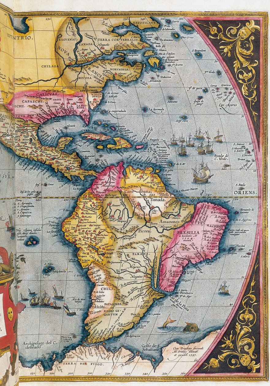 Mappa del Sud America da Abraham Ortelius