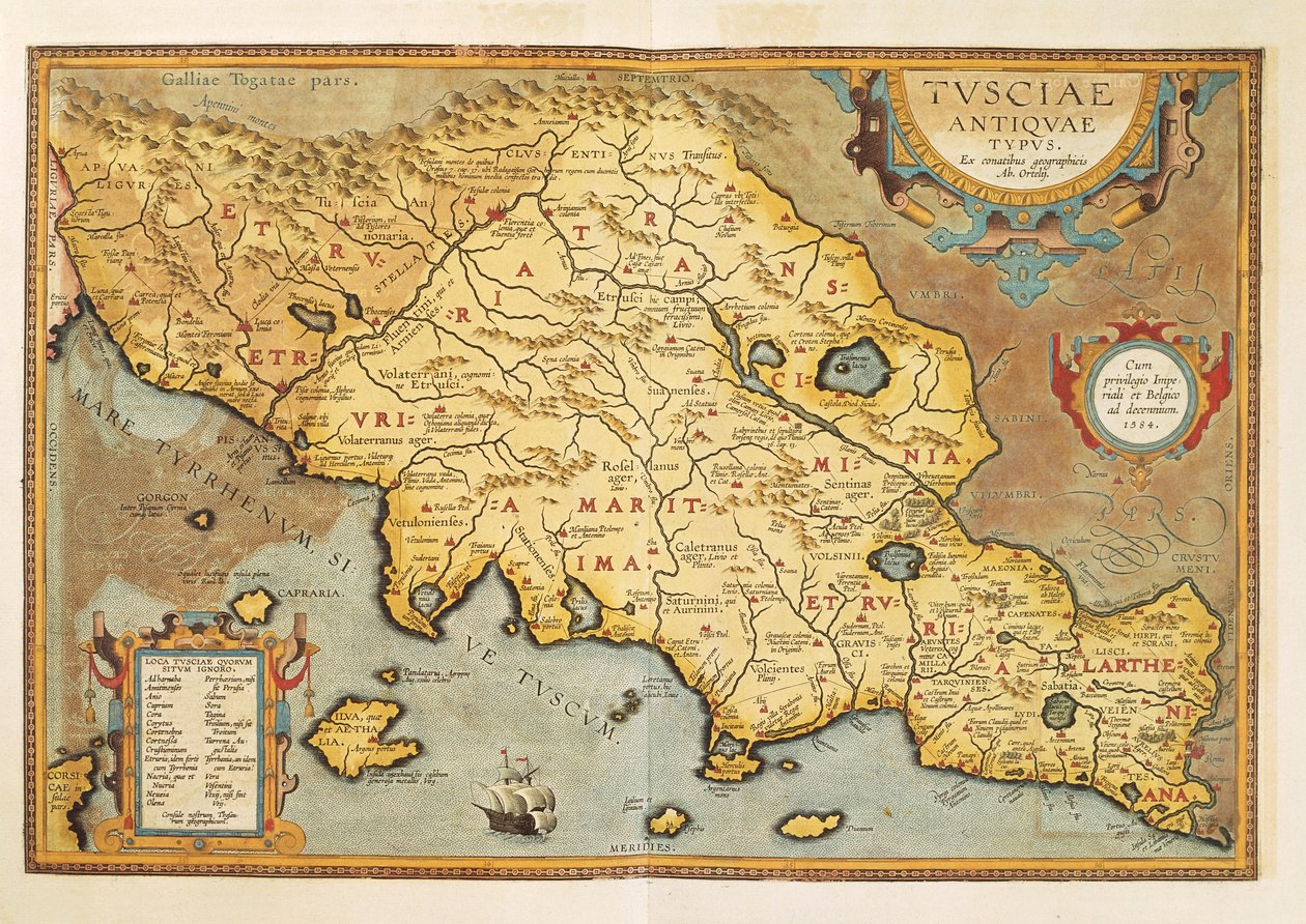 Mappa di Tuscia da Theatrum Orbis Terrarum di Abraham Ortelius da Abraham Ortelius