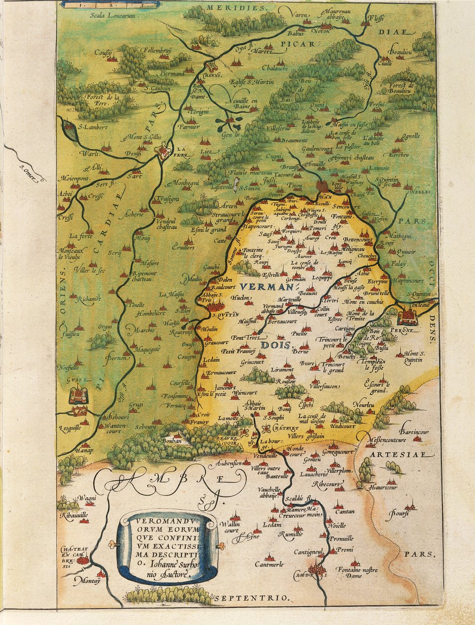 Mappa del Vermandois, da Theatrum Orbis Terrarum di Abraham Ortelius da Abraham Ortelius