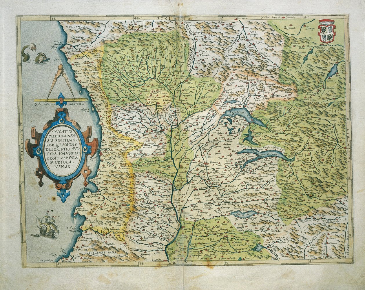 Mappa del Ducato di Milano, Italia, dal Theatrum Orbis Terrarum di Abraham Ortelius da Abraham Ortelius