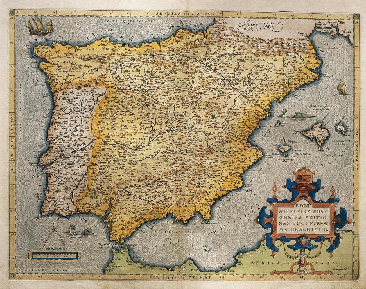 Mappa della penisola iberica, da Theatrum Orbis Terrarum di Abraham Ortelius da Abraham Ortelius