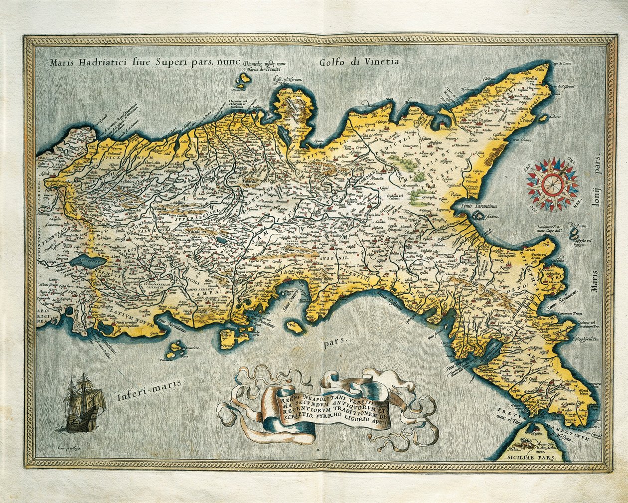 Mappa del Regno di Napoli, Italia, da Theatrum Orbis Terrarum di Abraham Ortelius da Abraham Ortelius