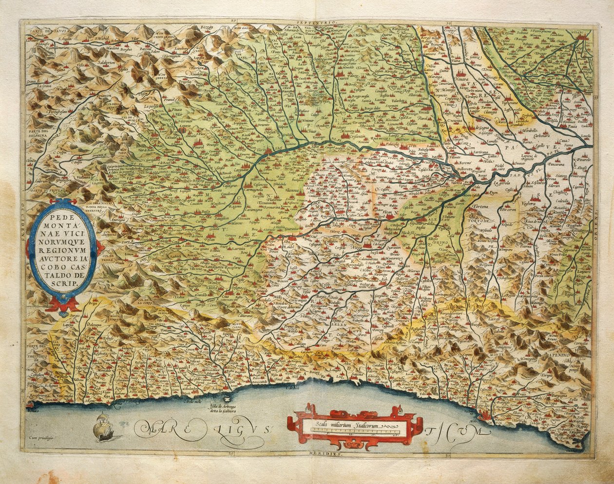 Mappa della regione del Piemonte, Italia, dal Theatrum Orbis Terrarum di Abraham Ortelius da Abraham Ortelius