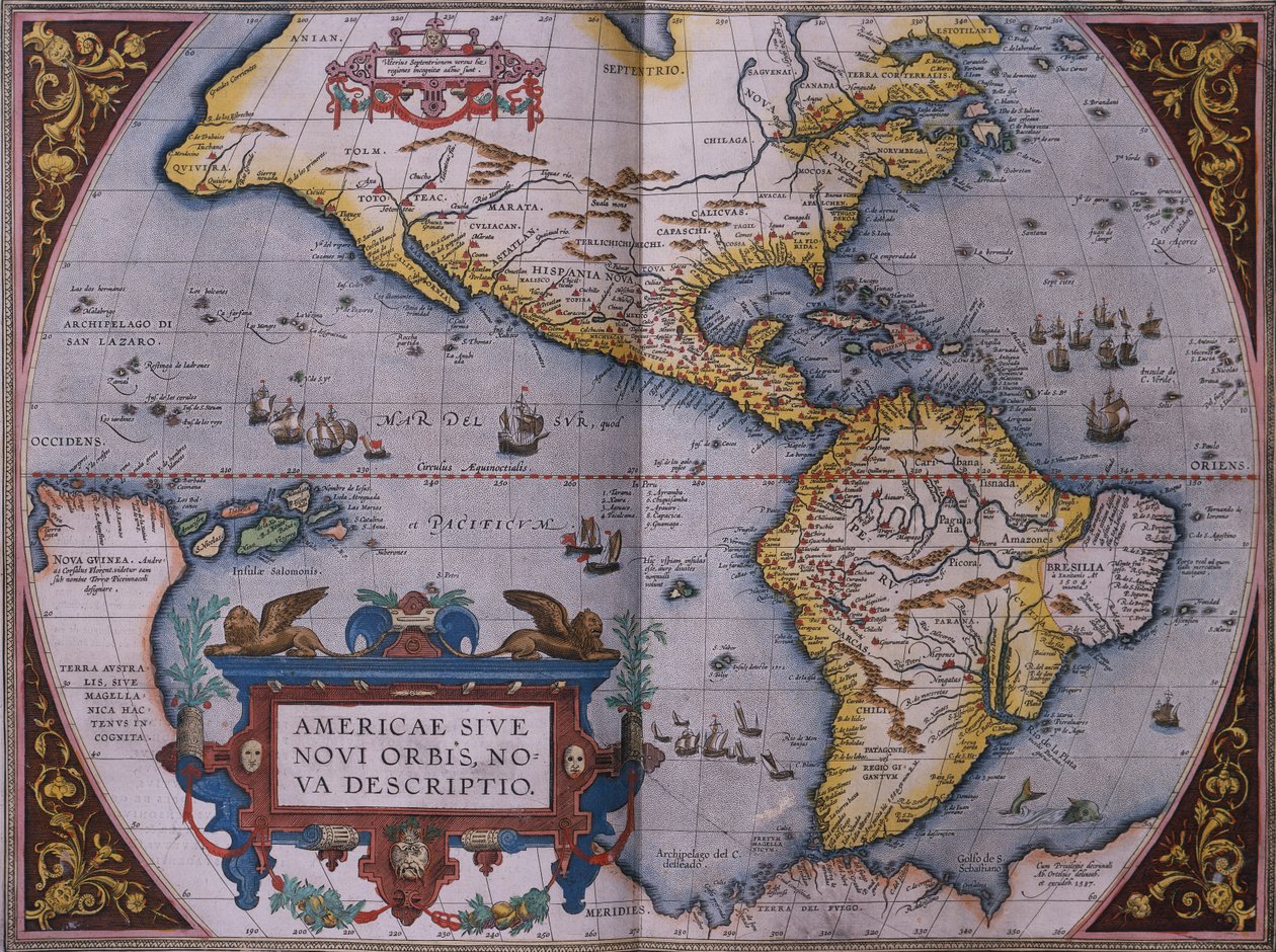 Mappa del Nuovo Mondo di Ortelius da Abraham Ortelius