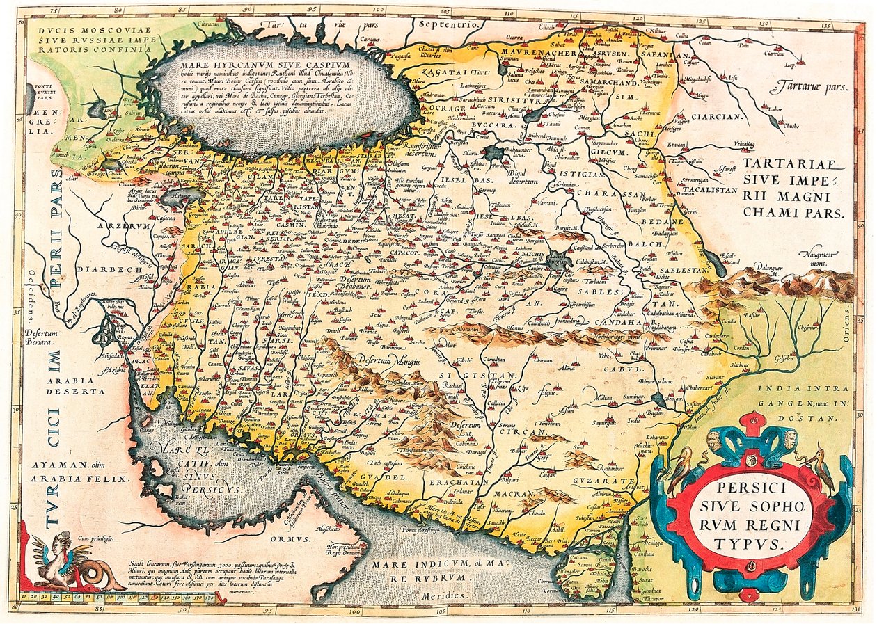 Persici sive Sophorum Regni Typus Mappa geografica del territorio della Penisola Arabica da 