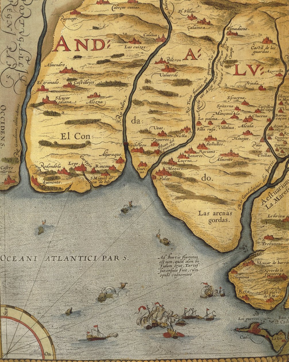 Porto di Palos in Andalusia, dal Theatrum Orbis Terrarum di Abraham Ortelius da Abraham Ortelius