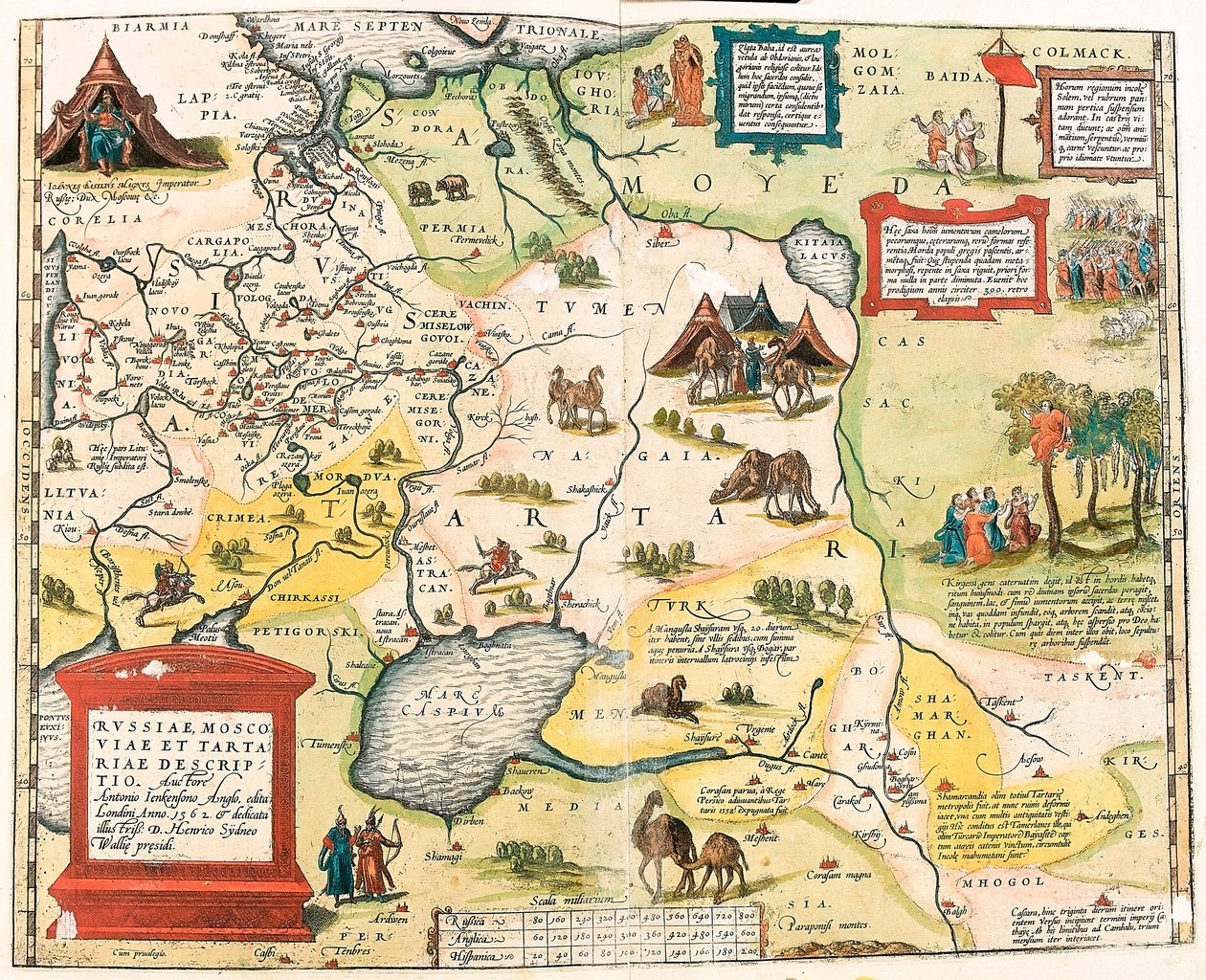 Russiae, Moscoviae and Tartariae descriptio. Auctore Antonio Ienkensono Anglo, edita Londini anno 1562 Mappa geografica del territorio della Russia da "Theatrum Orbis Terrarum" di Abraham Ortelius da Abraham Ortelius