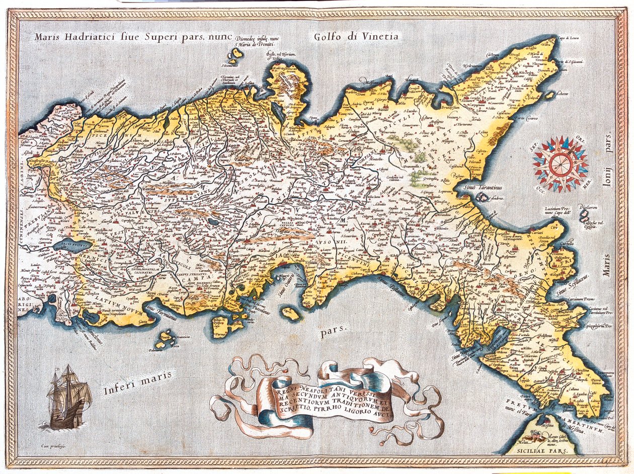 South Lazio, south Marche, Abruzzo, Molise, Campasnia, Apulia, Basilicata Calabria, Italy da Abraham Ortelius