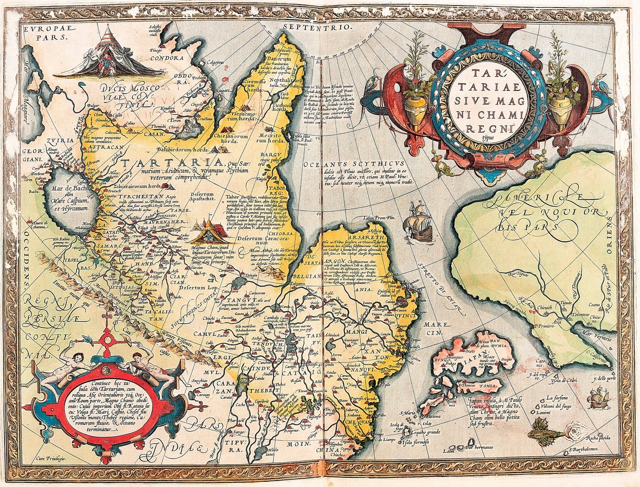 Tartariae Ssive Magni Chami Regni typus Mappa geografica del territorio tartaro da "Theatrum Orbis Terrarum" di Abraham Ortelius da Abraham Ortelius