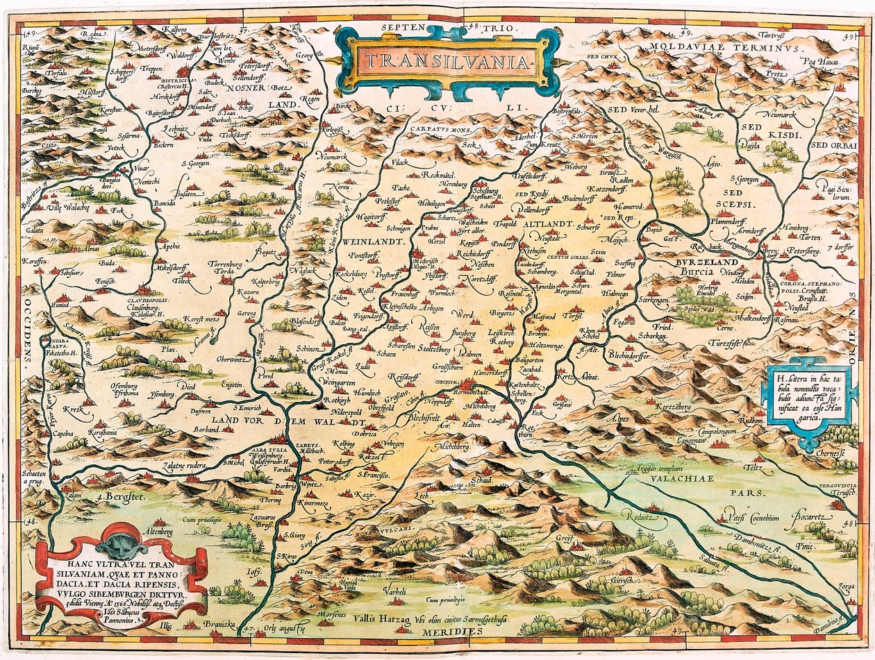 Transilvania Mappa geografica del territorio della Transilvania da "Theatrum Orbis Terrarum" di Abraham Ortelius da Abraham Ortelius
