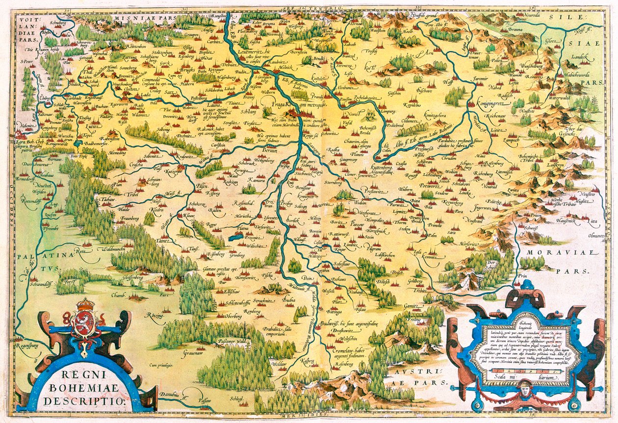 Repubblica Ceca occidentale, Germania (stati: Baviera, Sassonia) da Abraham Ortelius