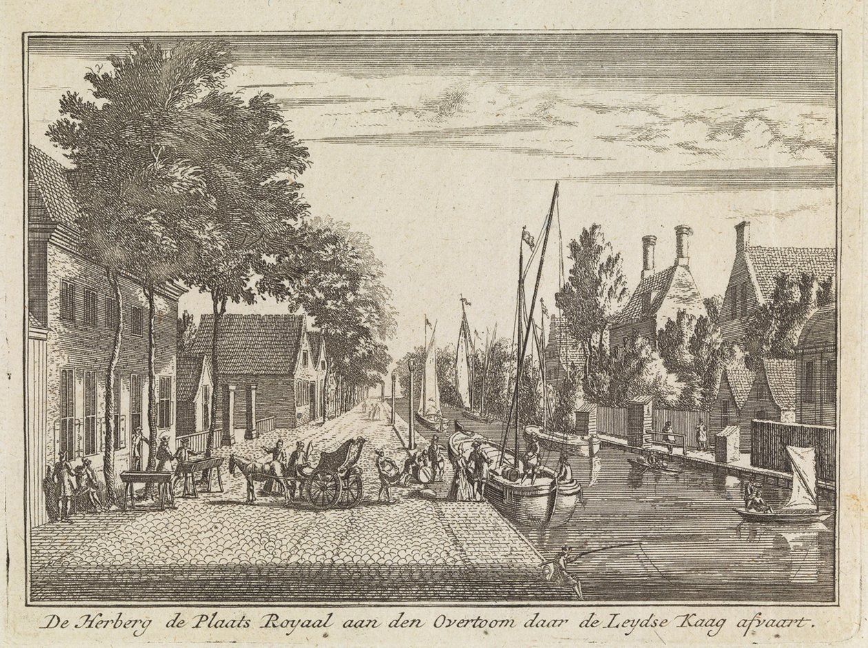 La locanda sorge in posizione privilegiata sul promontorio da cui scende il Leydse Kaag. da Abraham Rademaker