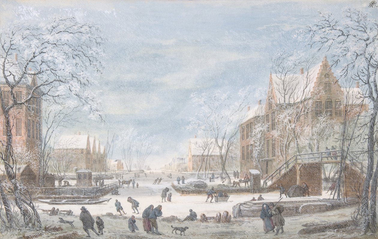 Neve che cade su una città olandese, n.d. da Abraham Rademaker