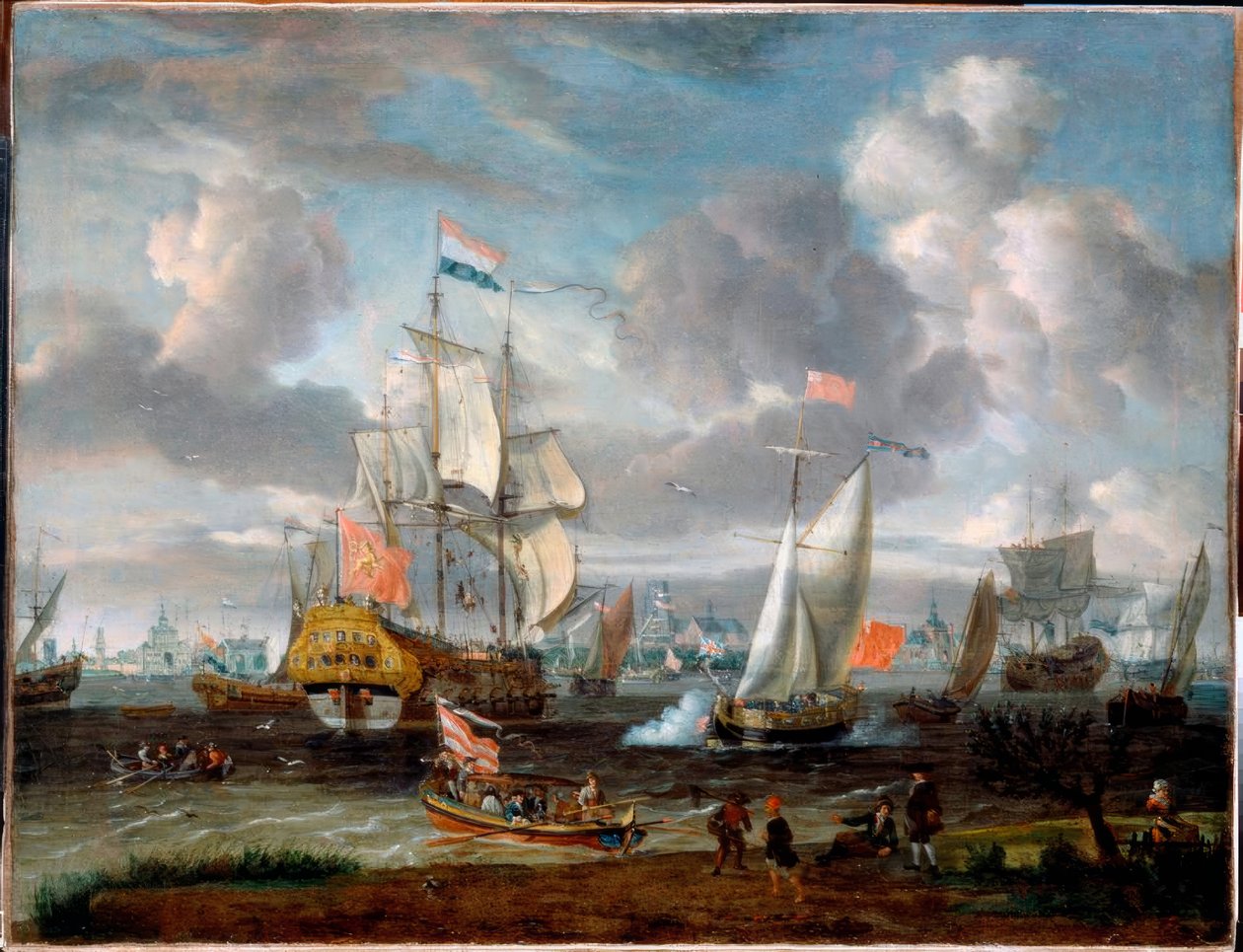 A. Storck, Uno yacht inglese saluta una nave da guerra olandese da Abraham Storck