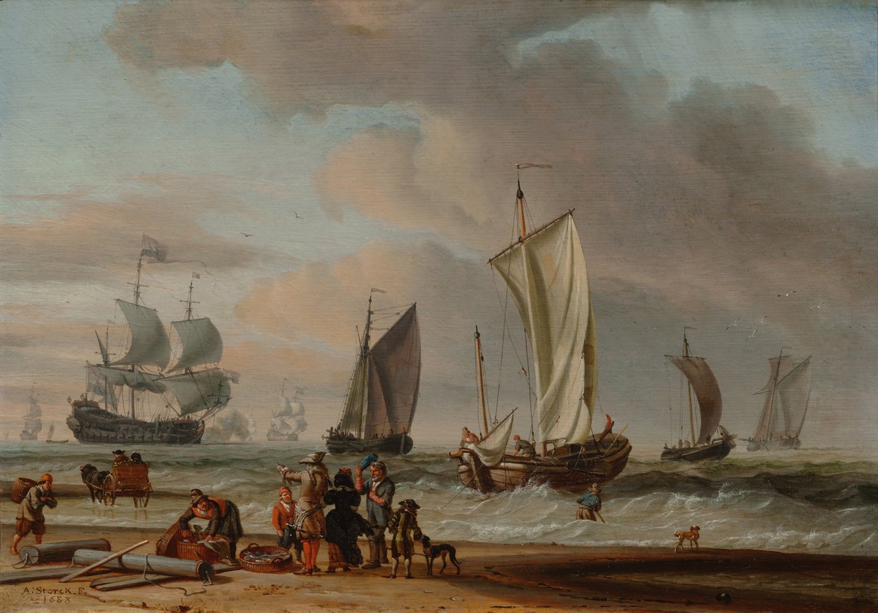 Vista sul mare da Abraham Storck