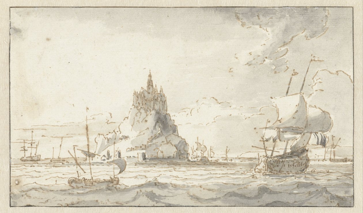 Veduta di Mont-Saint-Michel da Abraham Storck