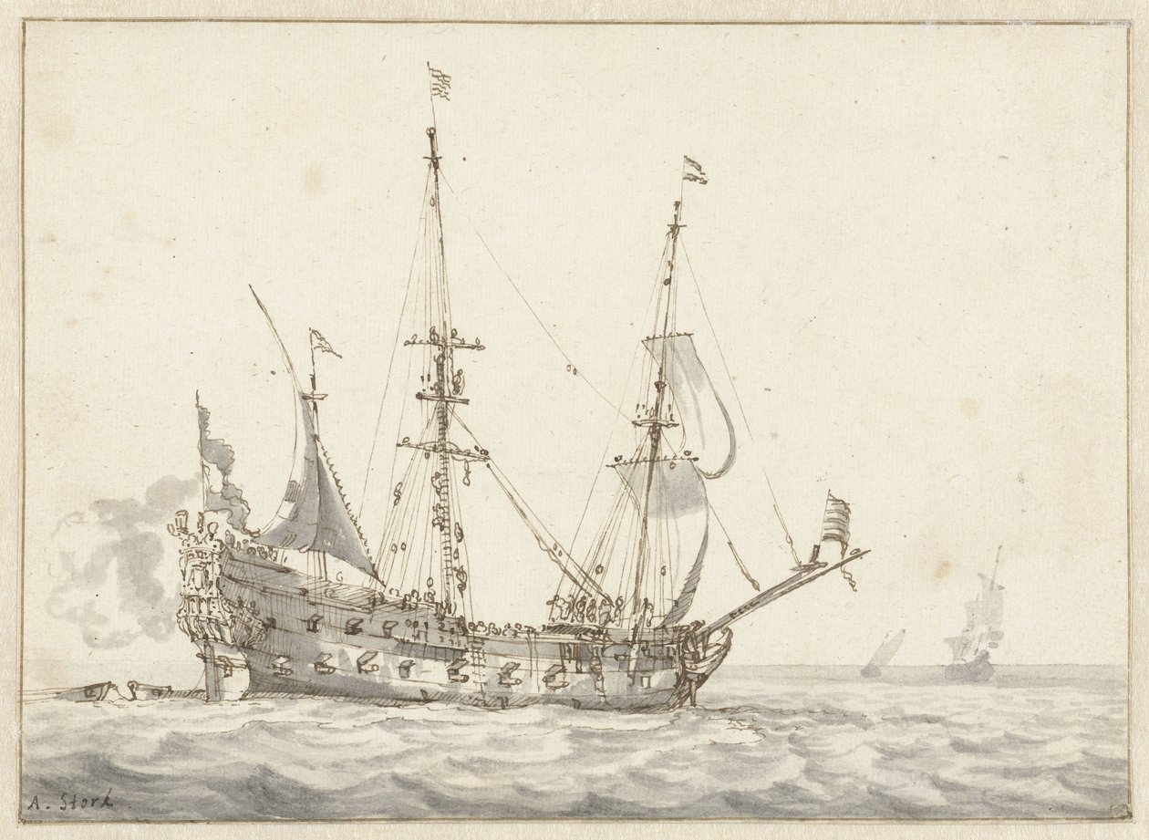 Nave da guerra olandese da Abraham Storck
