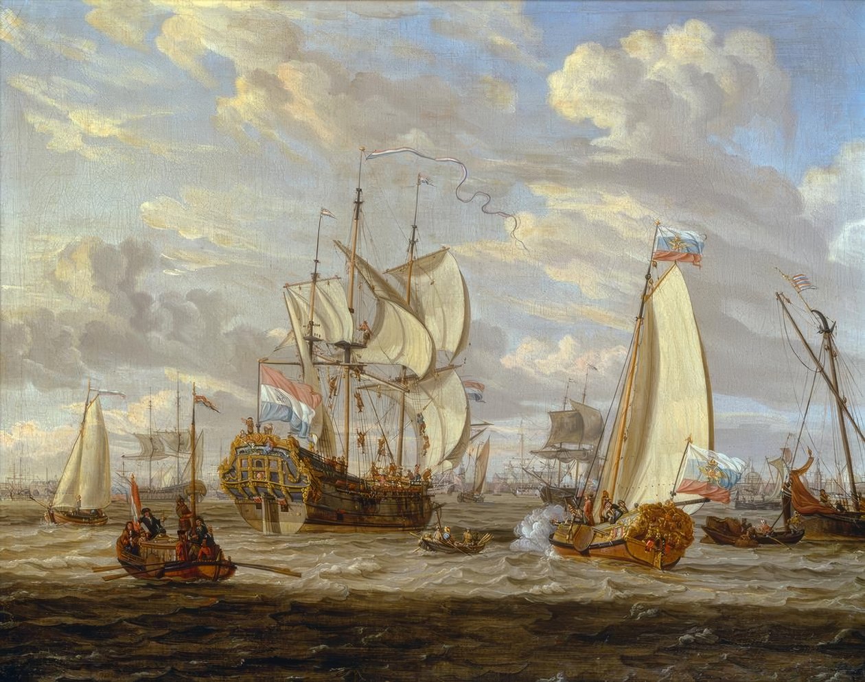 Pietro il Grande visita la nave Pietro e Paolo da Abraham Storck