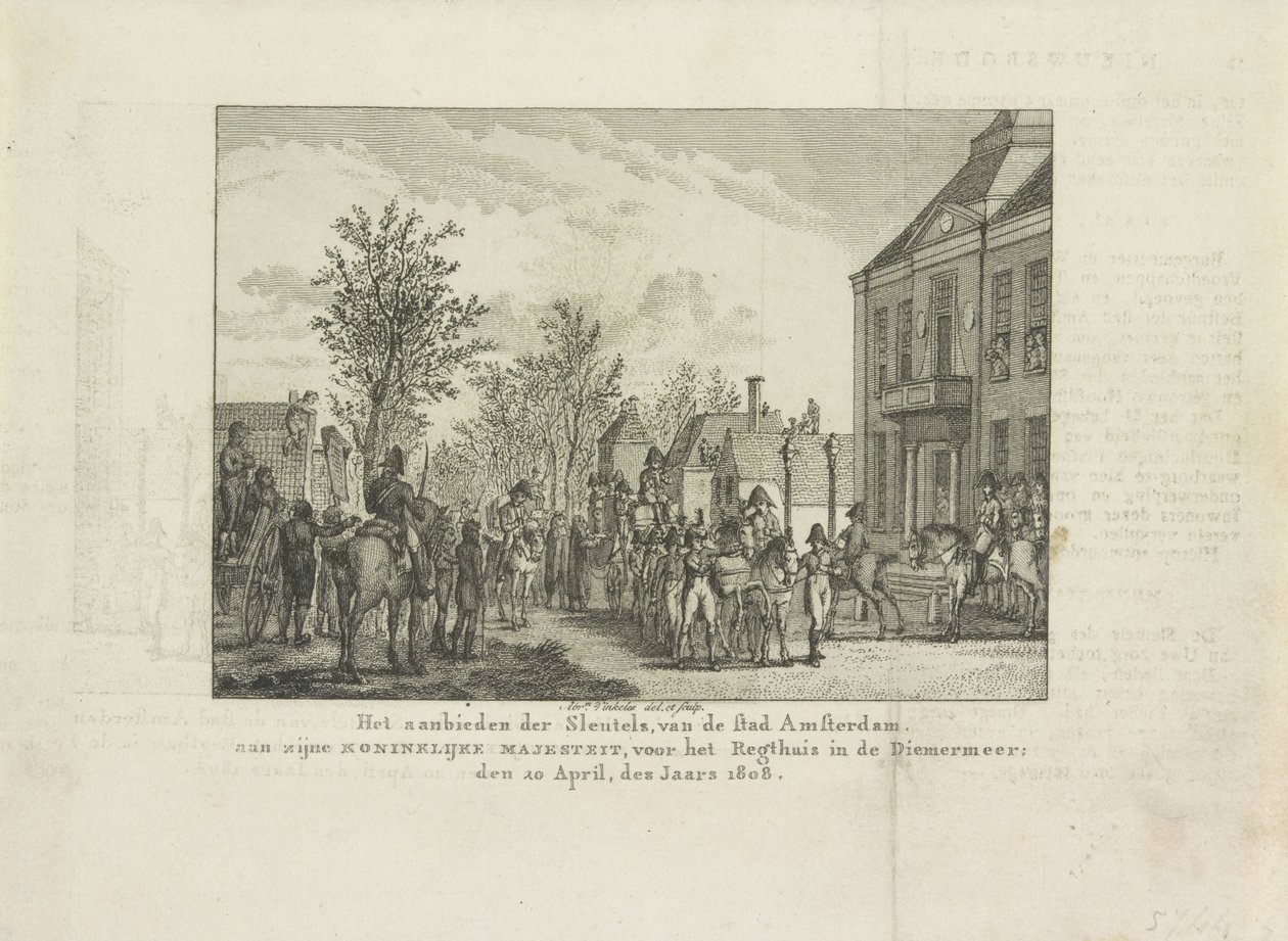 Consegna delle chiavi della città a Luigi Napoleone, 1808 da Abraham Vinkeles