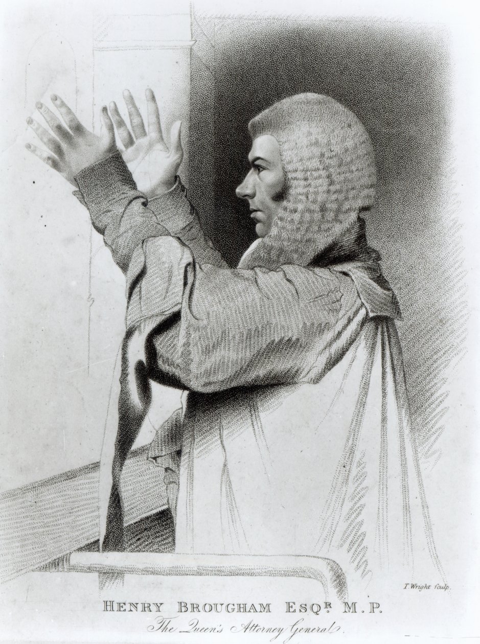 Henry Brougham Esq MP, Avvocato Generale della Regina, inciso da T.Wright, 1821 da Abraham Wivell