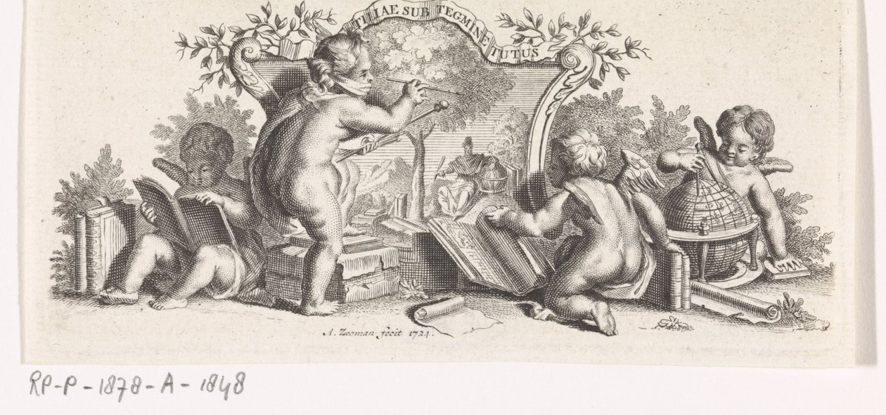 Quattro putti studiano e dipingono da Abraham Zeeman