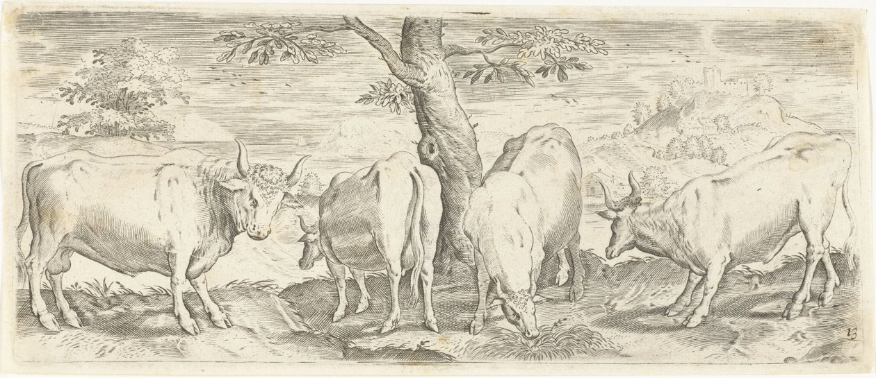 Mucche, un toro e un bue da Abraham de Bruyn (possibly)