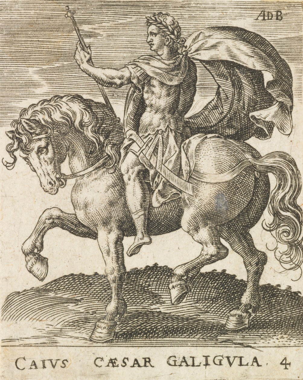 Gaio Cesare Caligola da Dodici Cesari a cavallo, ca. 1565-1587 da Abraham de Bruyn