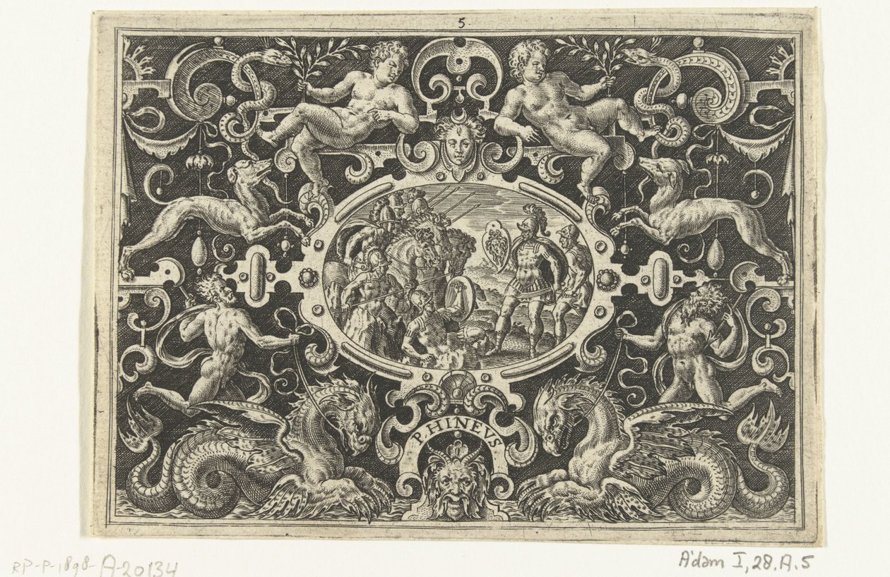 Perseo mostra il suo scudo di Medusa a Fineo (PHINEUS) da Abraham de Bruyn