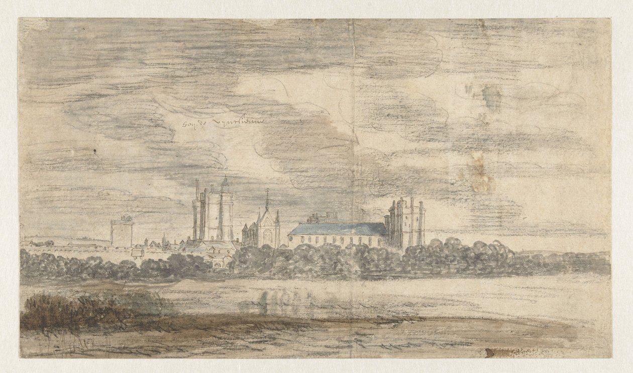 Veduta del castello di Vincennes, dietro una fila di alberi da Abraham de Verwer