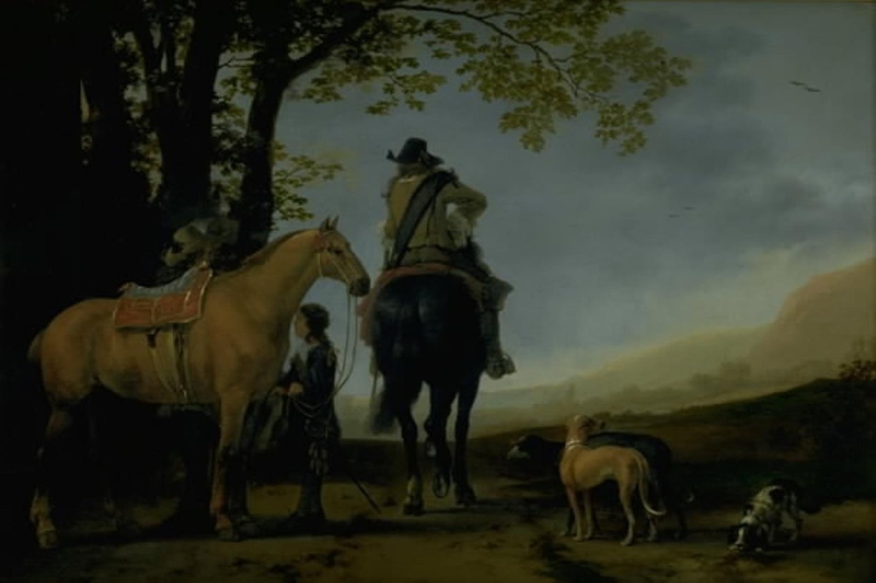 Due cavalieri in un paesaggio da Abraham van Calraet