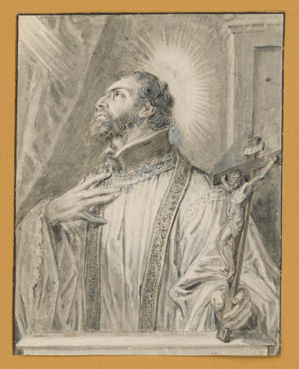 Busto di un santo con crocifisso nella mano sinistra da Abraham van Diepenbeeck