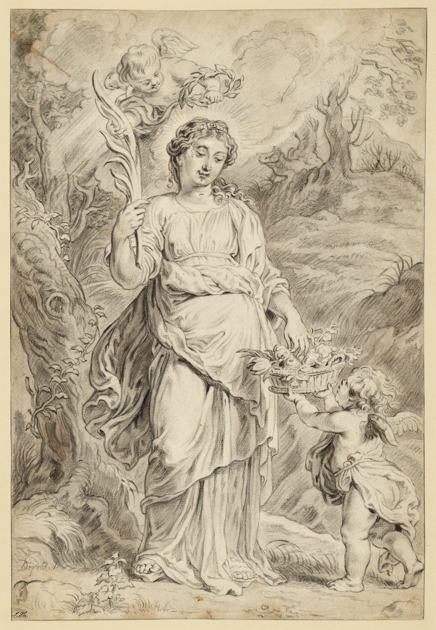 Santa Dorotea, con un ramo di palma nella mano destra da Abraham van Diepenbeeck