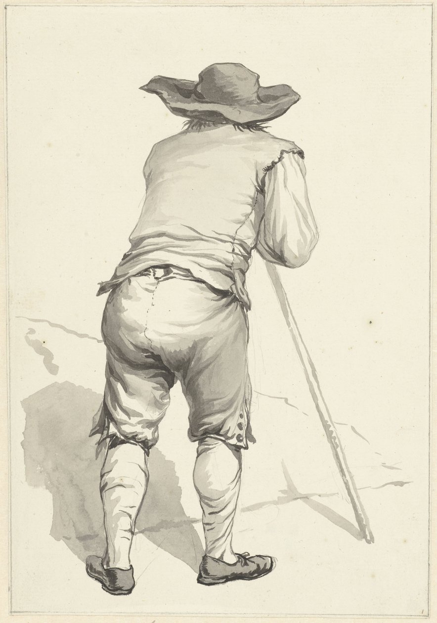 Uomo appoggiato su un bastone, visto di schiena da Abraham van Strij (I)
