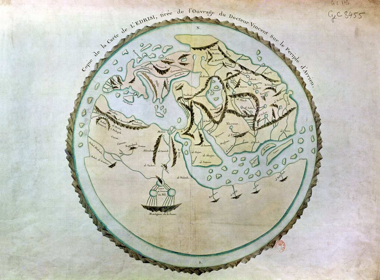 Mappa del mondo da Abu Muhammad Al Idrisi or Edrisi