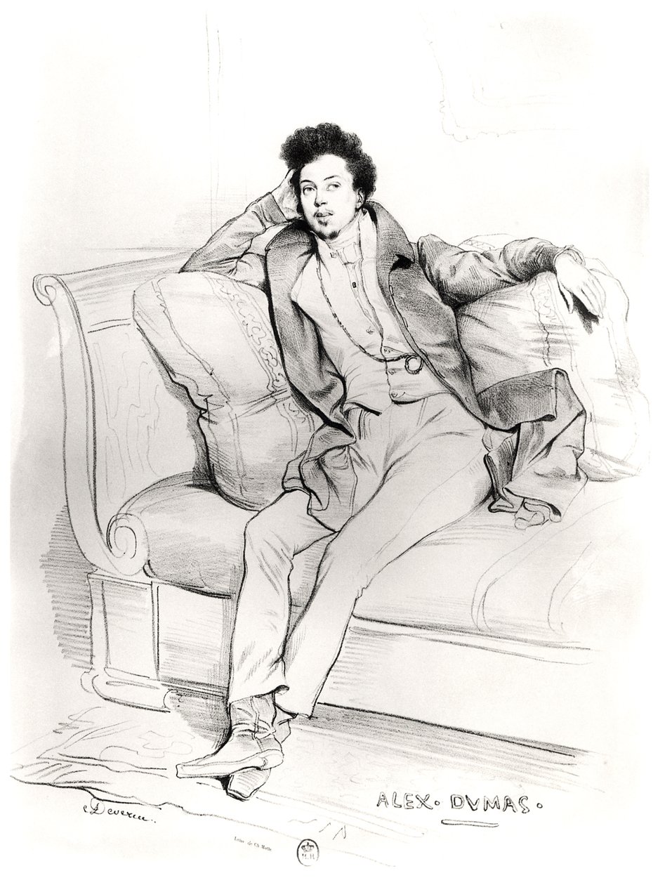 Alexandre Dumas Padre (1803-70) inciso da Charles Etienne Pierre Motte (1785-1836) da Achille Devéria