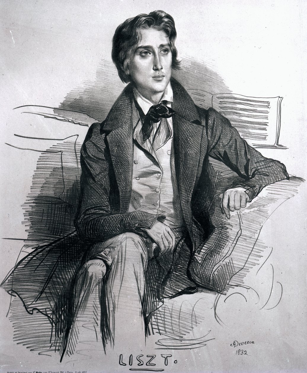 Ritratto di Franz Liszt (1811-86) agosto 1832 da Achille Devéria
