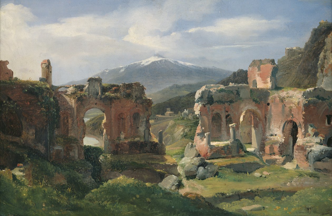 Rovine del Teatro di Taormina da Achille Etna Michallon