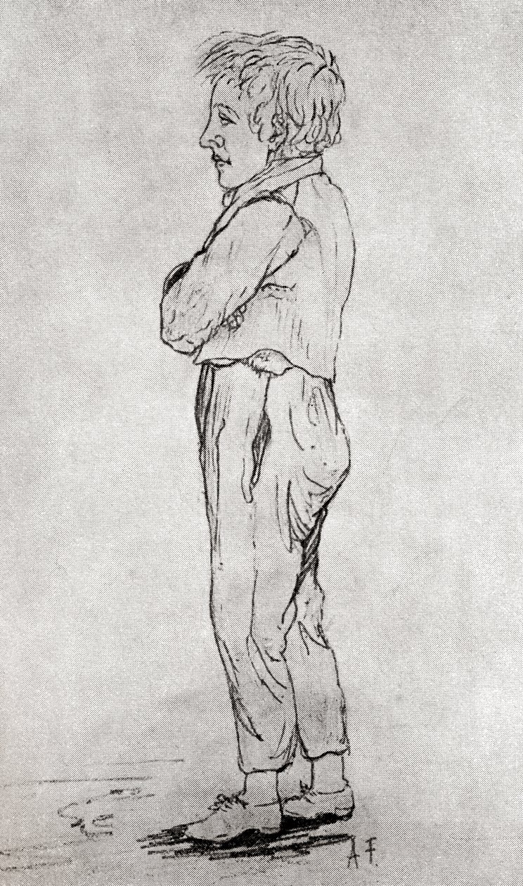Schizzo di Gustave Flaubert da bambino, da Gustave Flaubert, pubblicato nel 1935 da Achille Flaubert