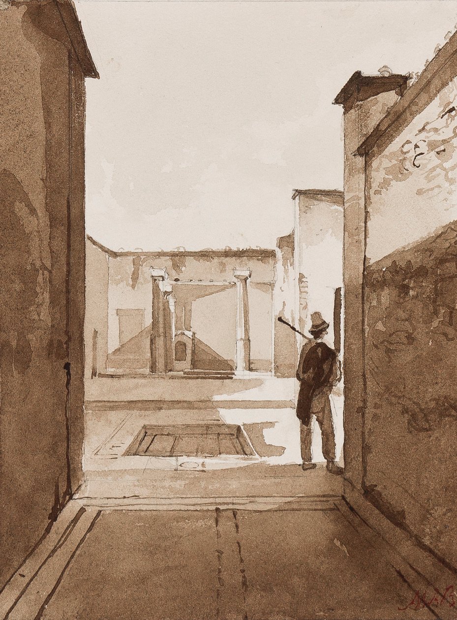 Cortile a Pompei, con aggiunte della Principessa Maria Annunziata di Borbone (1843-1871) da Achille Vianelli