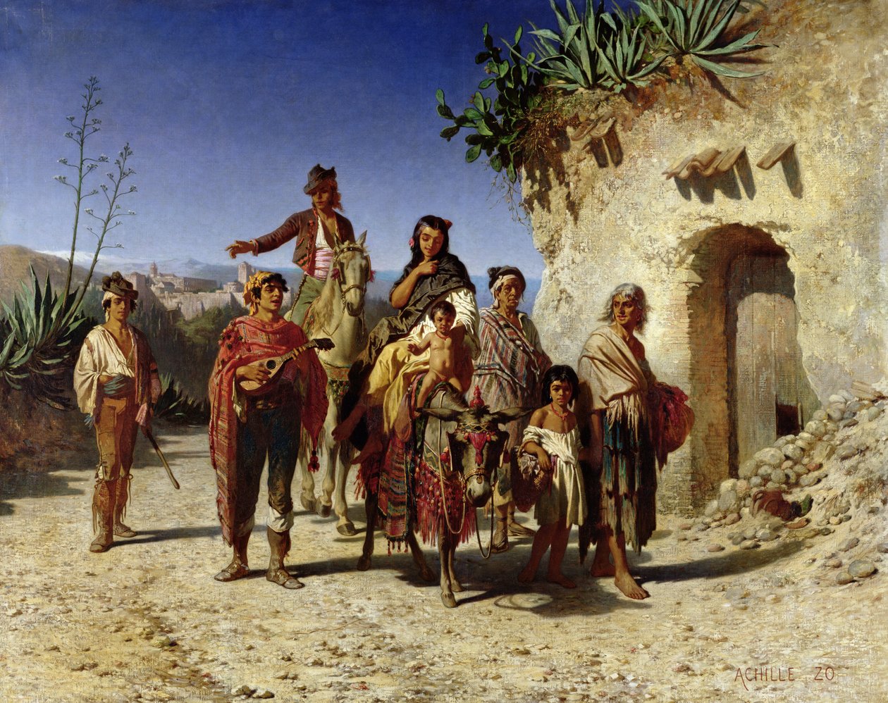 Una famiglia di zingari sulla strada, c.1861 da Achille Zo